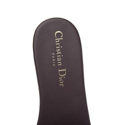 Christian Dior Canvas Embroidered Dway Mules Slide Sandals 37.5 Burgundy 6 of 9