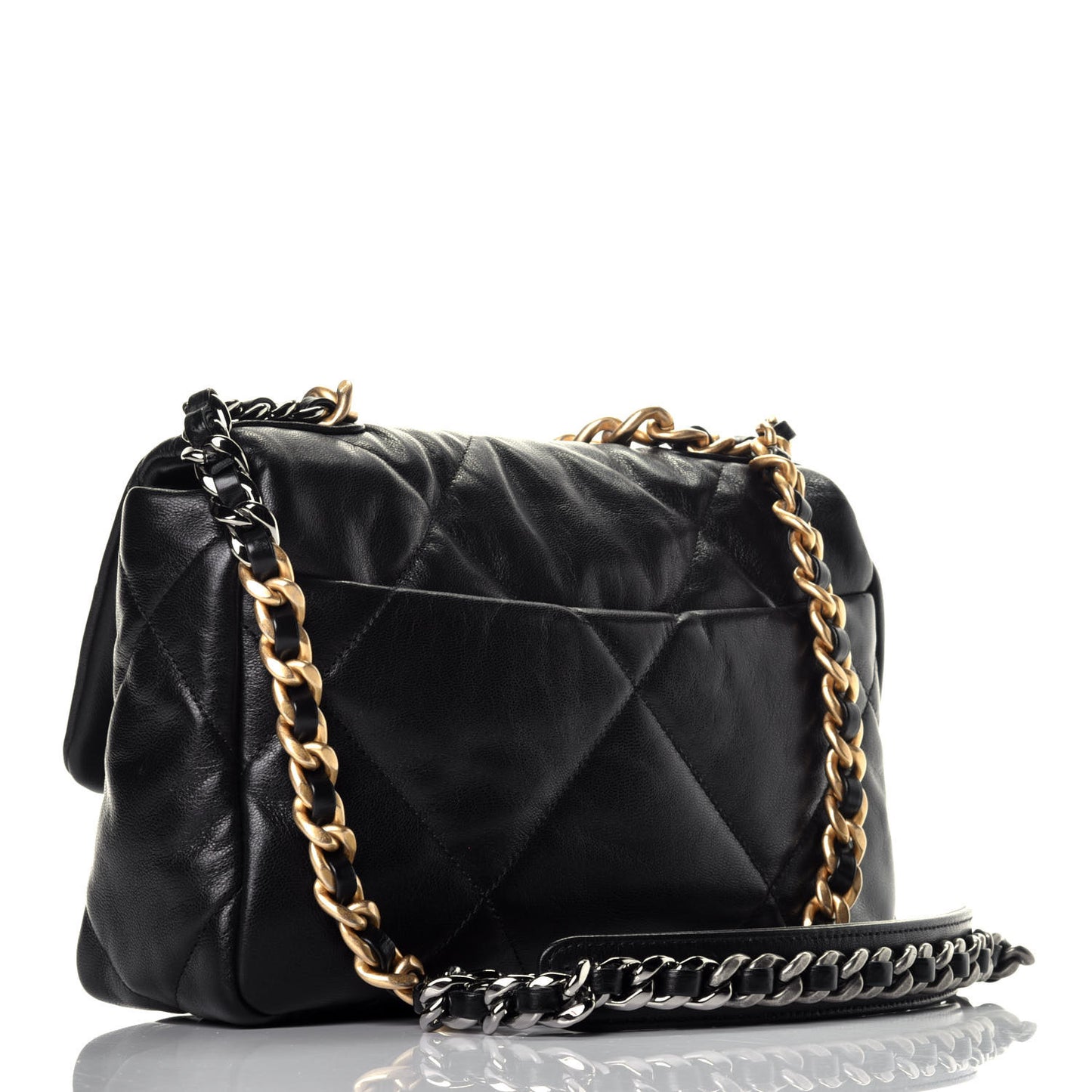 Goatskin Quilted Medium Chanel 19 Flap Black