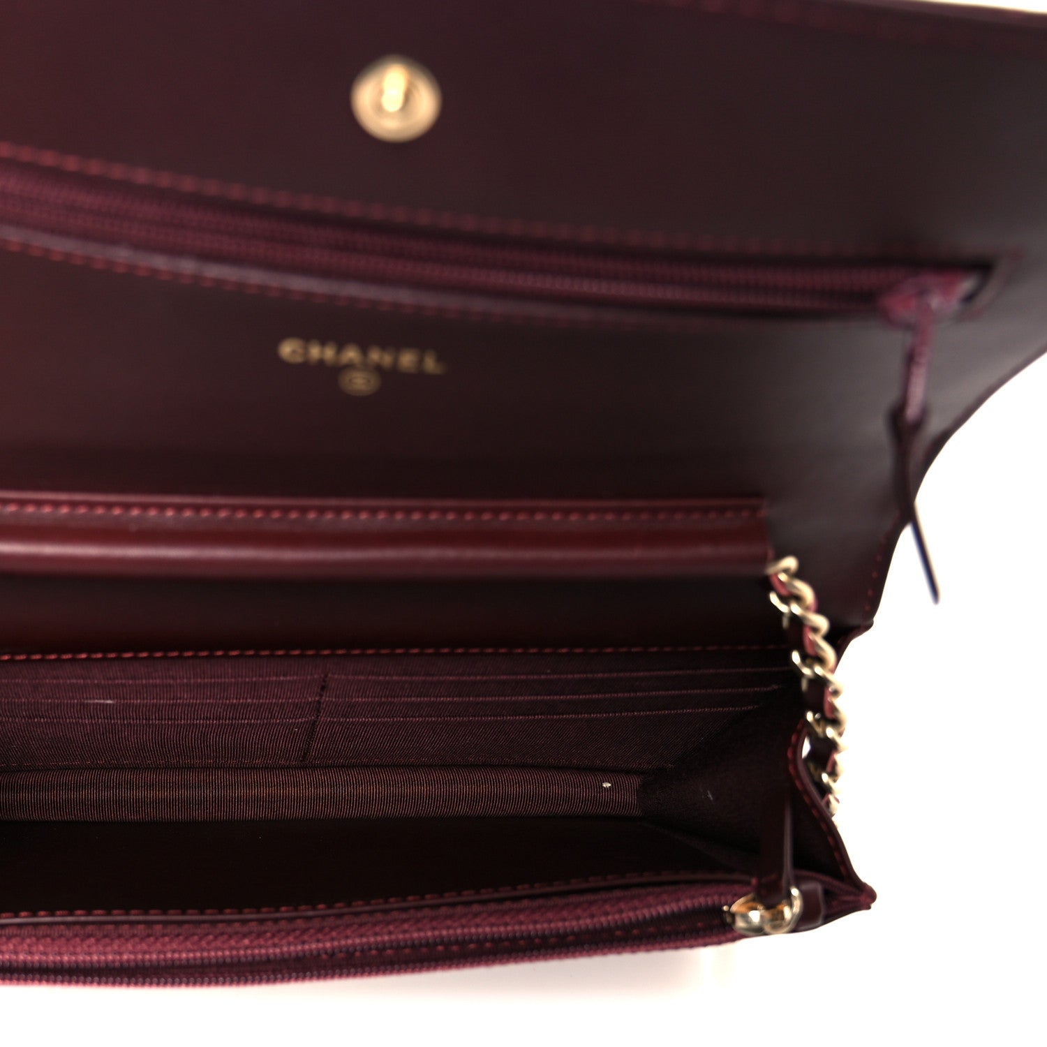 Chanel Patent Calfskin Quilted Reissue Wallet On Chain WOC Dark Red 5 of 12