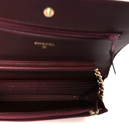 Chanel Patent Calfskin Quilted Reissue Wallet On Chain WOC Dark Red 5 of 12