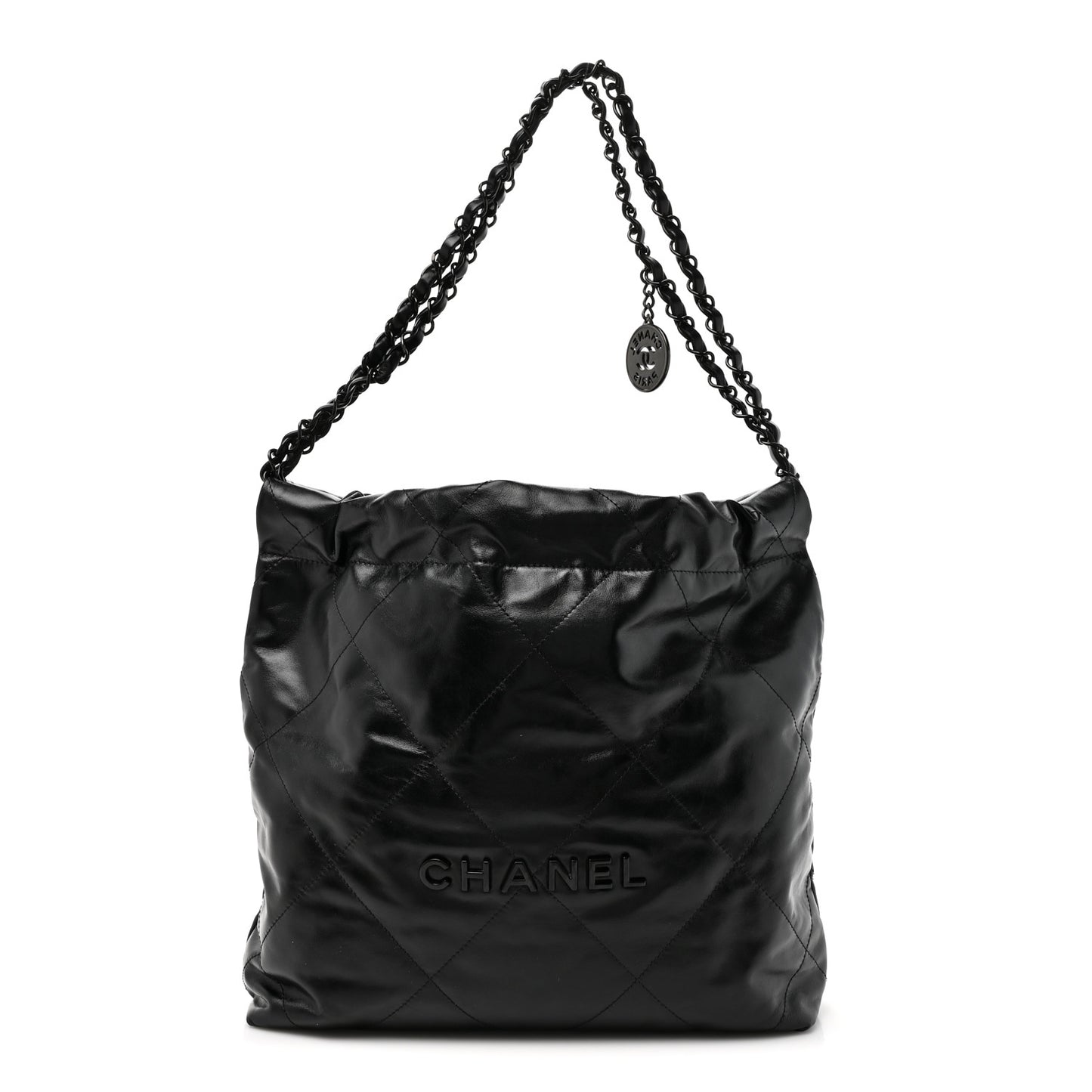 Shiny Calfskin Quilted Small Chanel 22 So Black