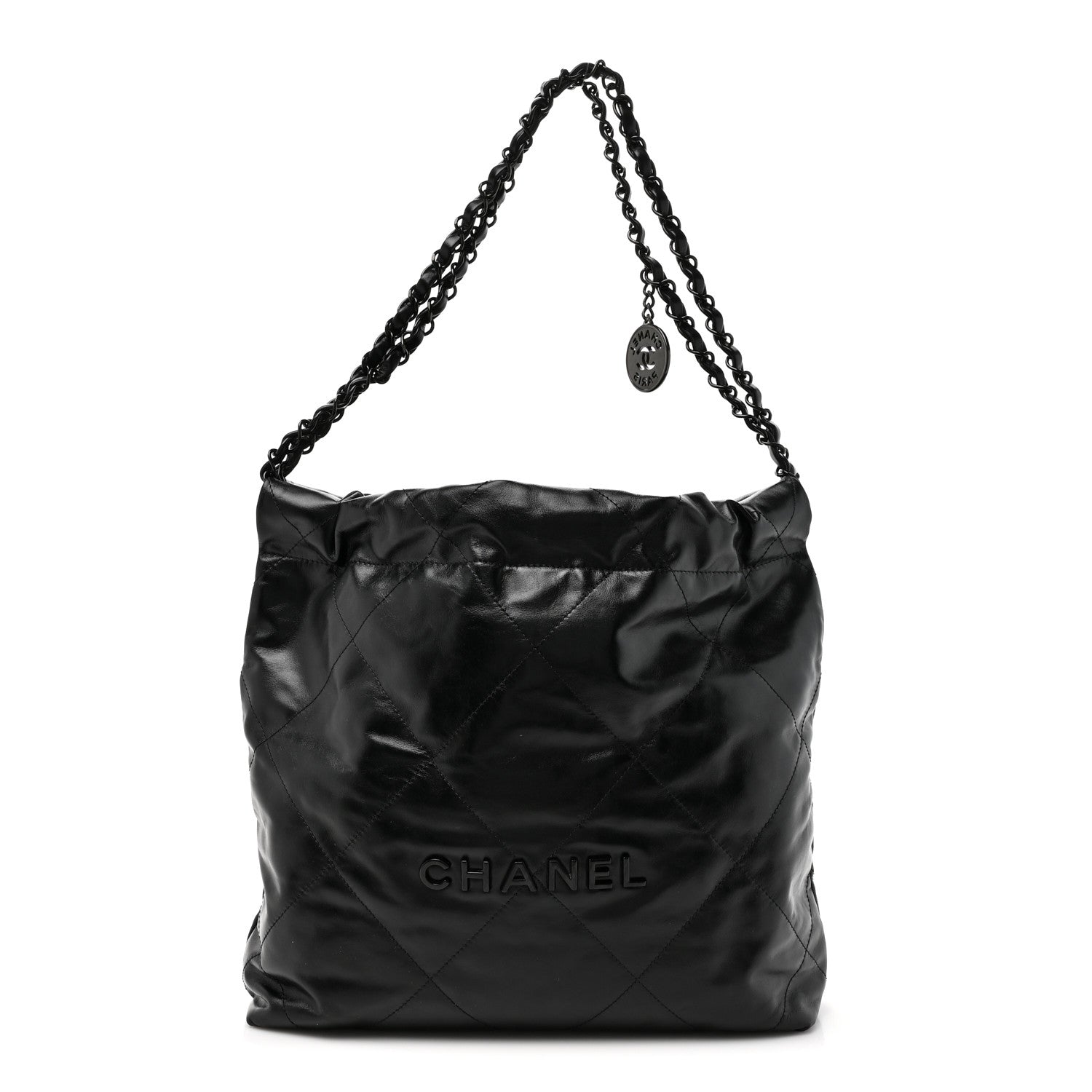 Chanel Shiny Calfskin Quilted Small Chanel 22 So Black 1 of 12
