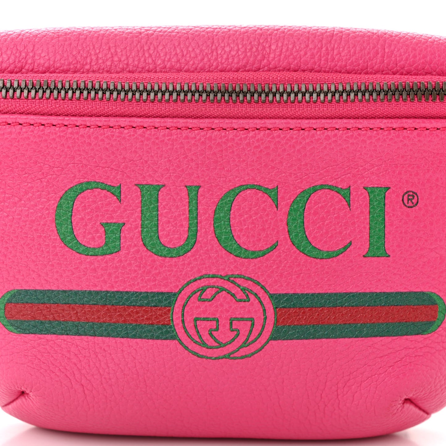 Grained Calfskin Small Logo Belt Bag Box Pink Green
