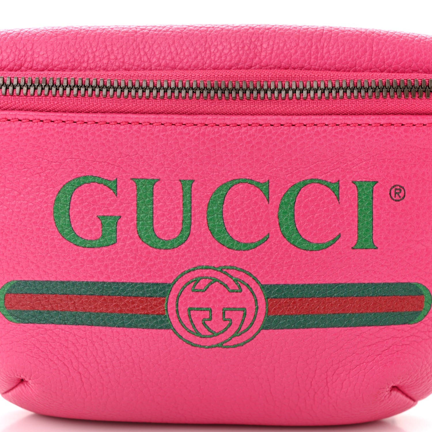 Gucci Grained Calfskin Small Logo Belt Bag Box Pink Green 8 of 10