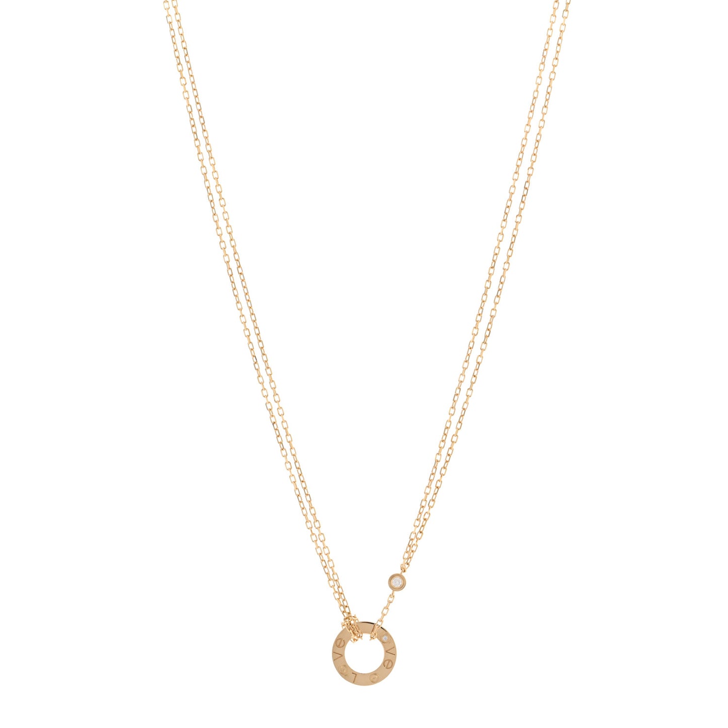18K Yellow Gold 2 Diamond LOVE Necklace