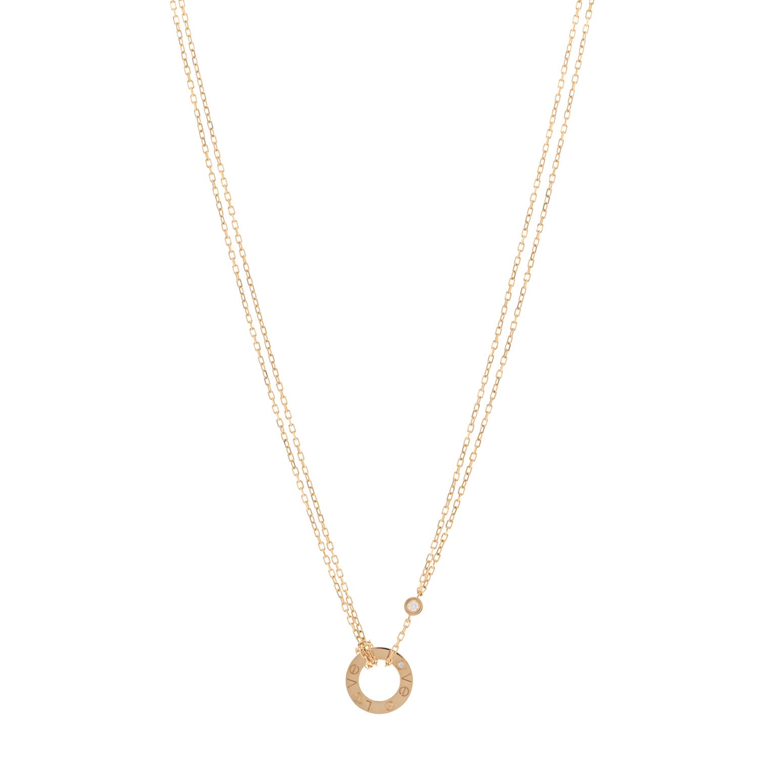 Cartier 18K Yellow Gold 2 Diamond LOVE Necklace 1 of 5