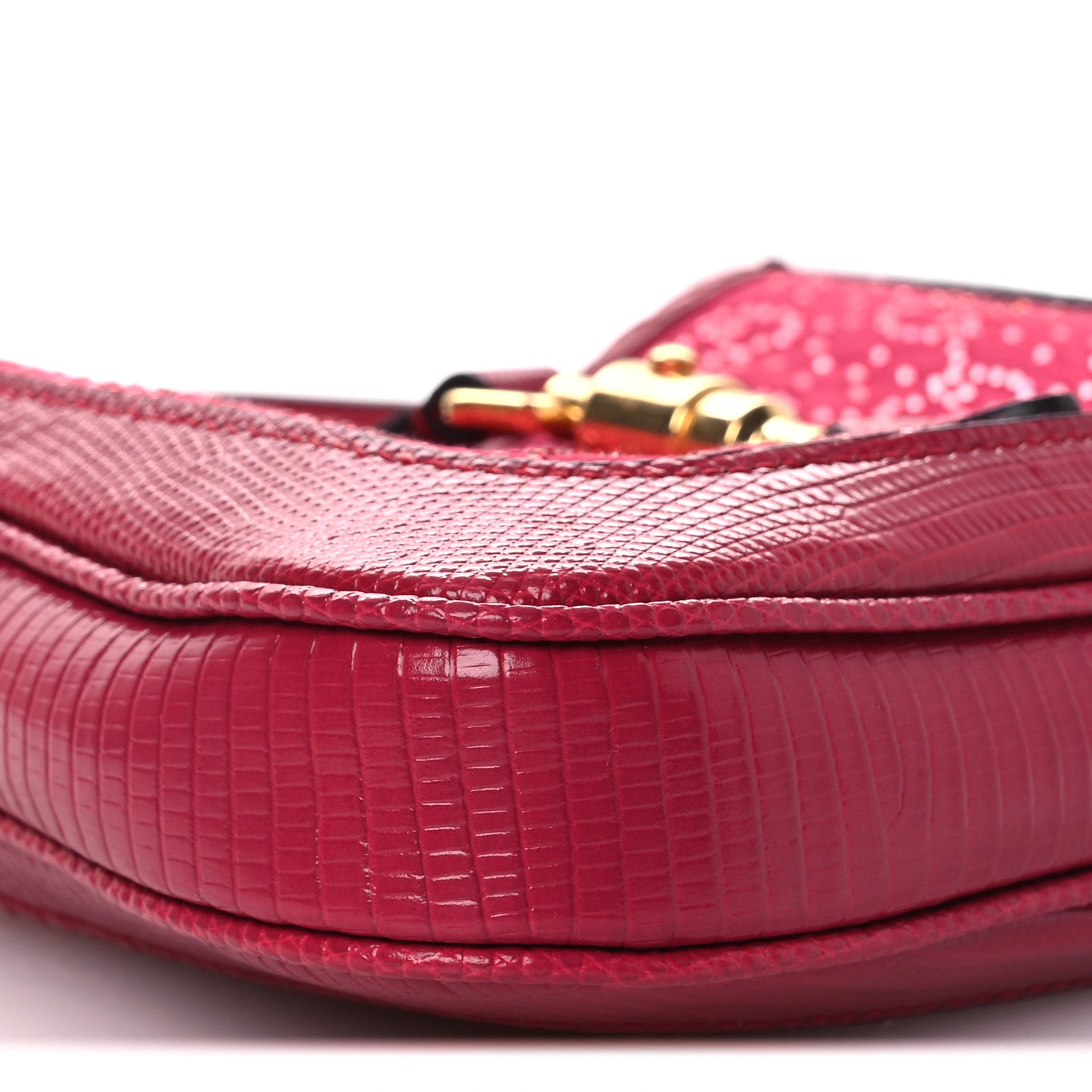 Gucci Canvas Lizard Crystal GG Monogram Mini Jackie 1961 Red 9 of 12