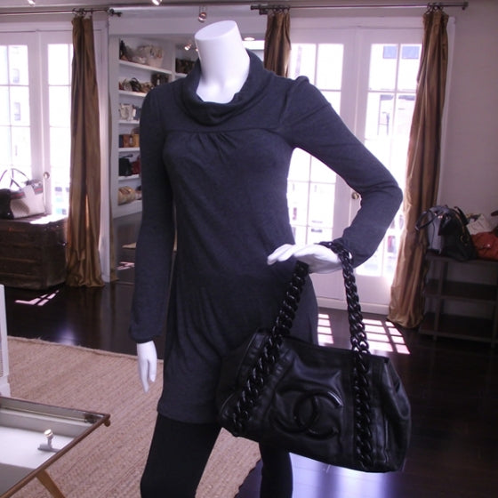 Leather Modern Chain Shopper Tote