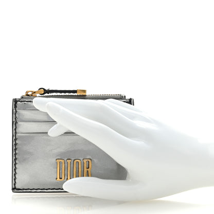 Christian Dior Metallic Calfskin D-Fence Card Holder Silver 2 of 6