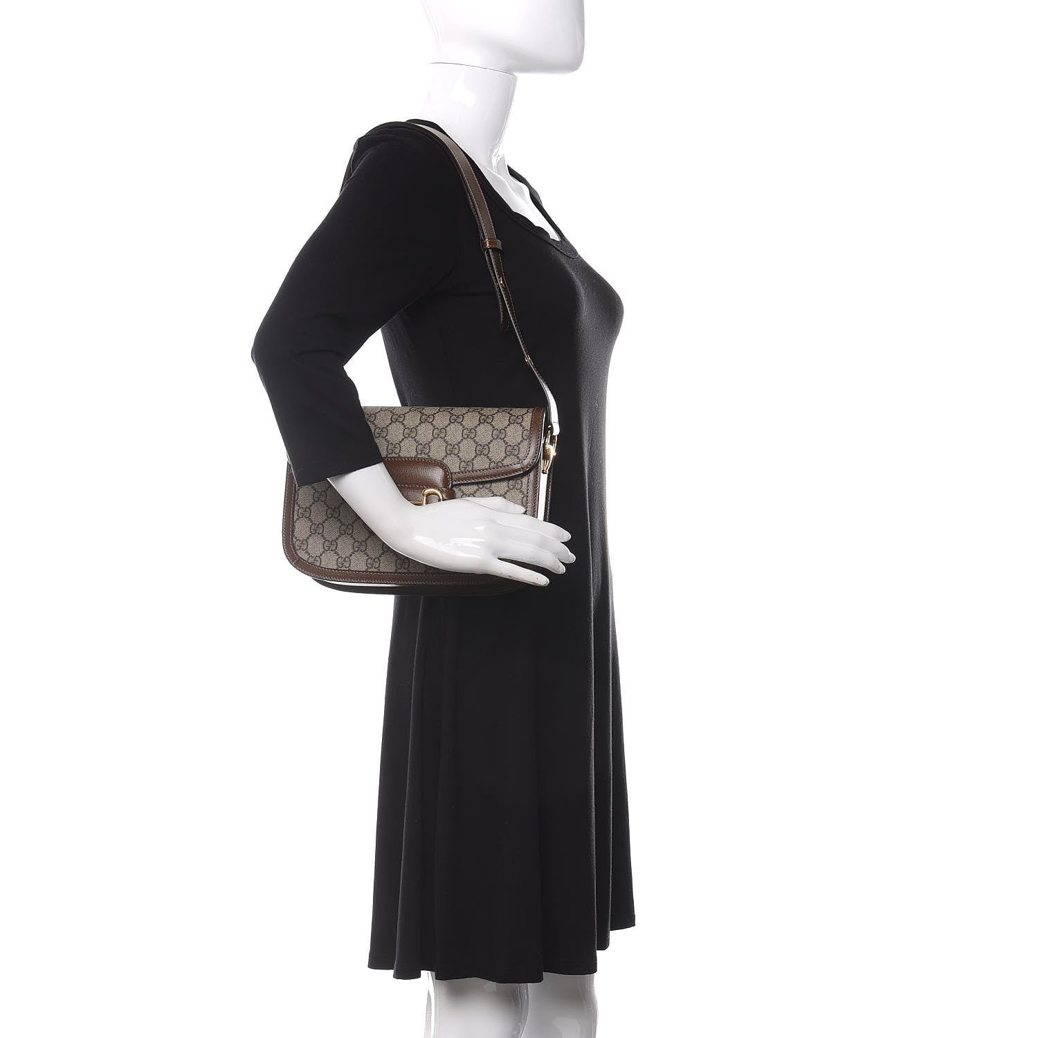Gucci GG Supreme Monogram Horsebit 1955 Shoulder Bag Beige Brown Sugar 2 of 10