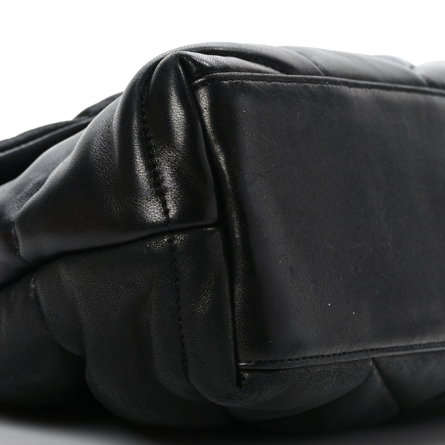 Lambskin Quilted Small Loulou Puffer Monogram Chain Satchel Black