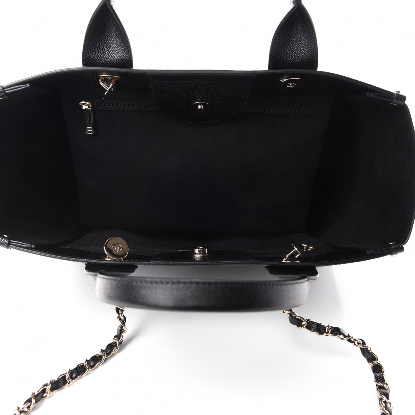 Caviar Small Studded Deauville Tote Black