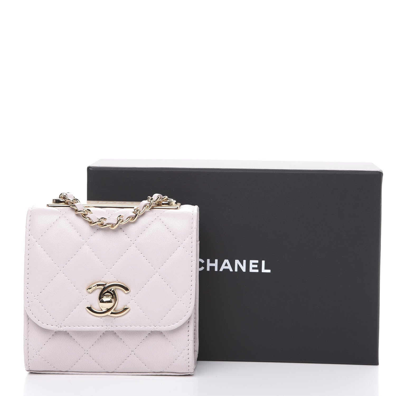 Chanel Lambskin Quilted Mini Trendy CC Clutch With Chain Lilas Lilac 9 of 9