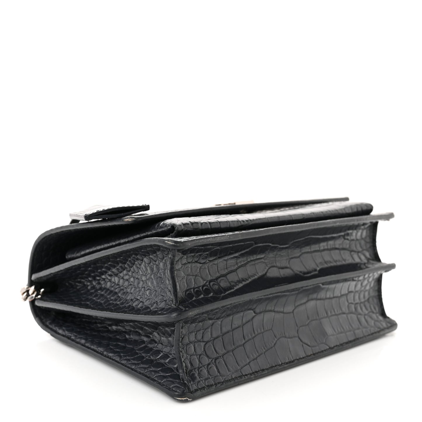Calfskin Crocodile Embossed Medium Monogram Sunset New Graphite
