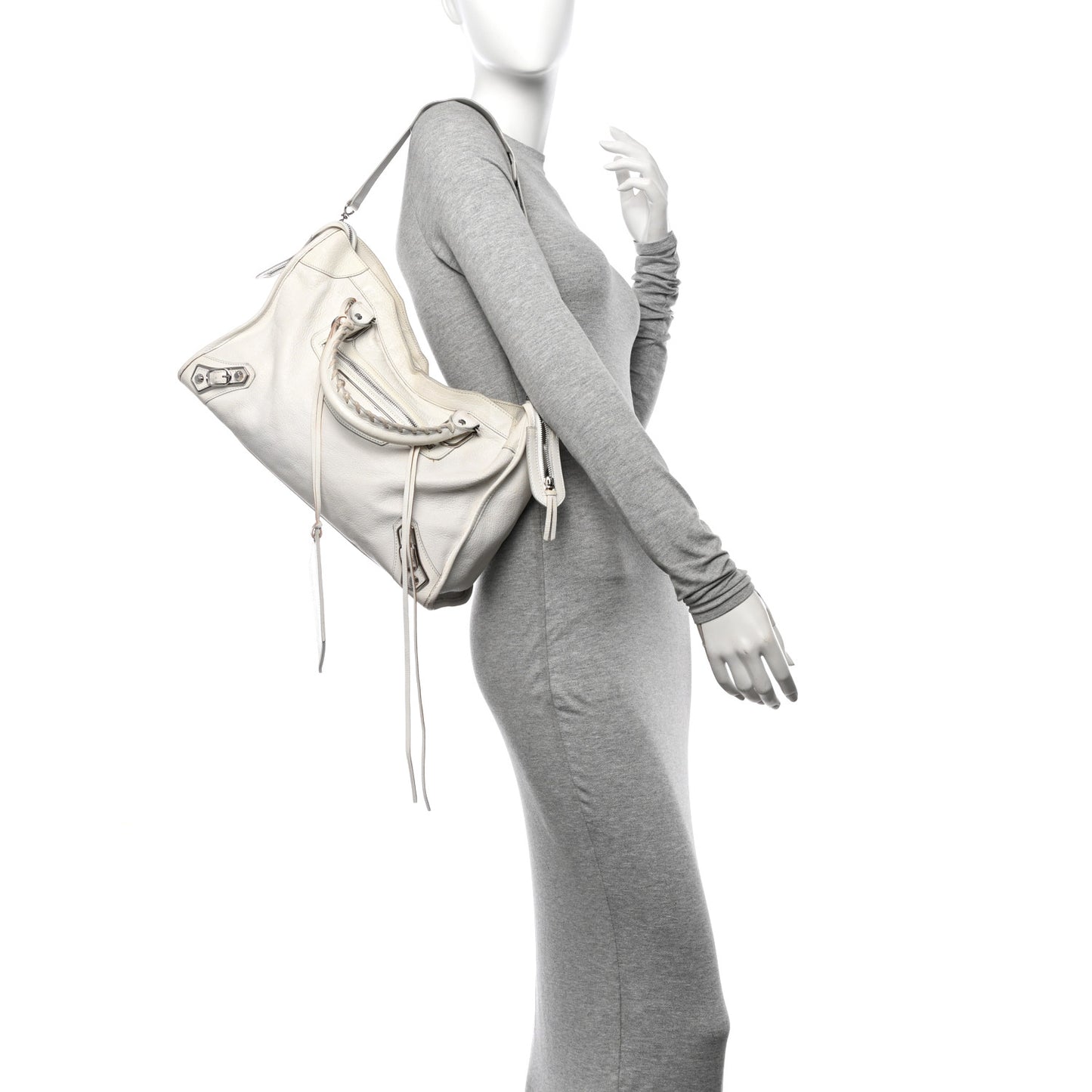 Chevre Silver Metallic Edge Hardware City White