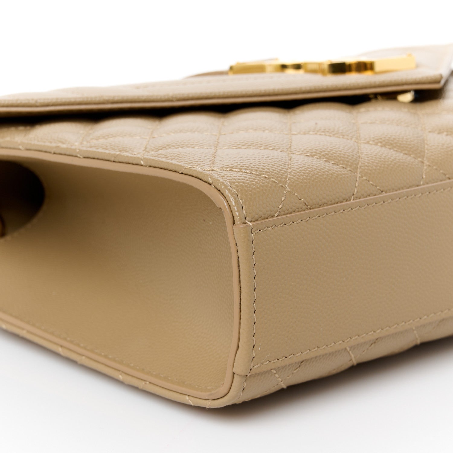 Saint Laurent Grain De Poudre Textured Mixed Matelasse Medium Triquilt Monogram Satchel Dark Latte 10 of 12