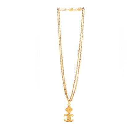 Chanel Metal CC Clover Pendant Necklace Gold 3 of 6