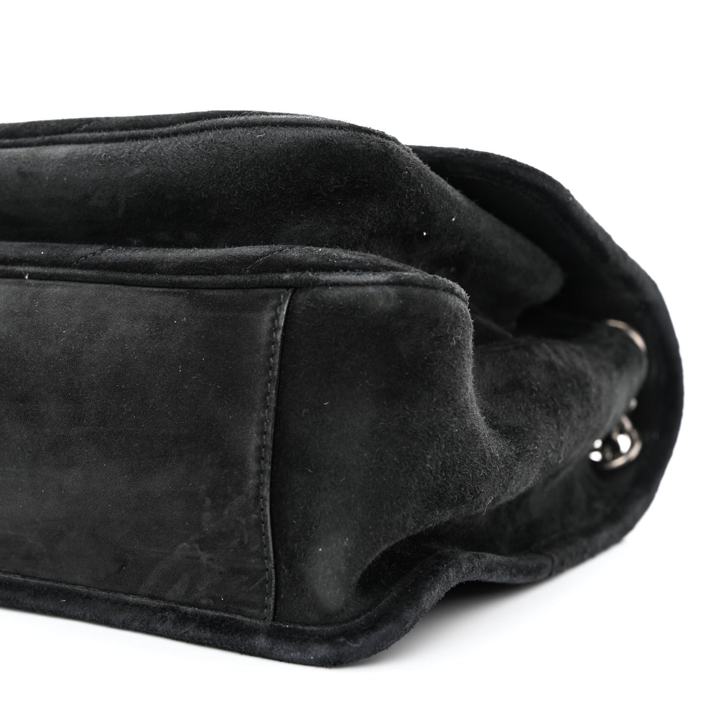 Suede Monogram Matelasse Medium Niki Chain Satchel Black