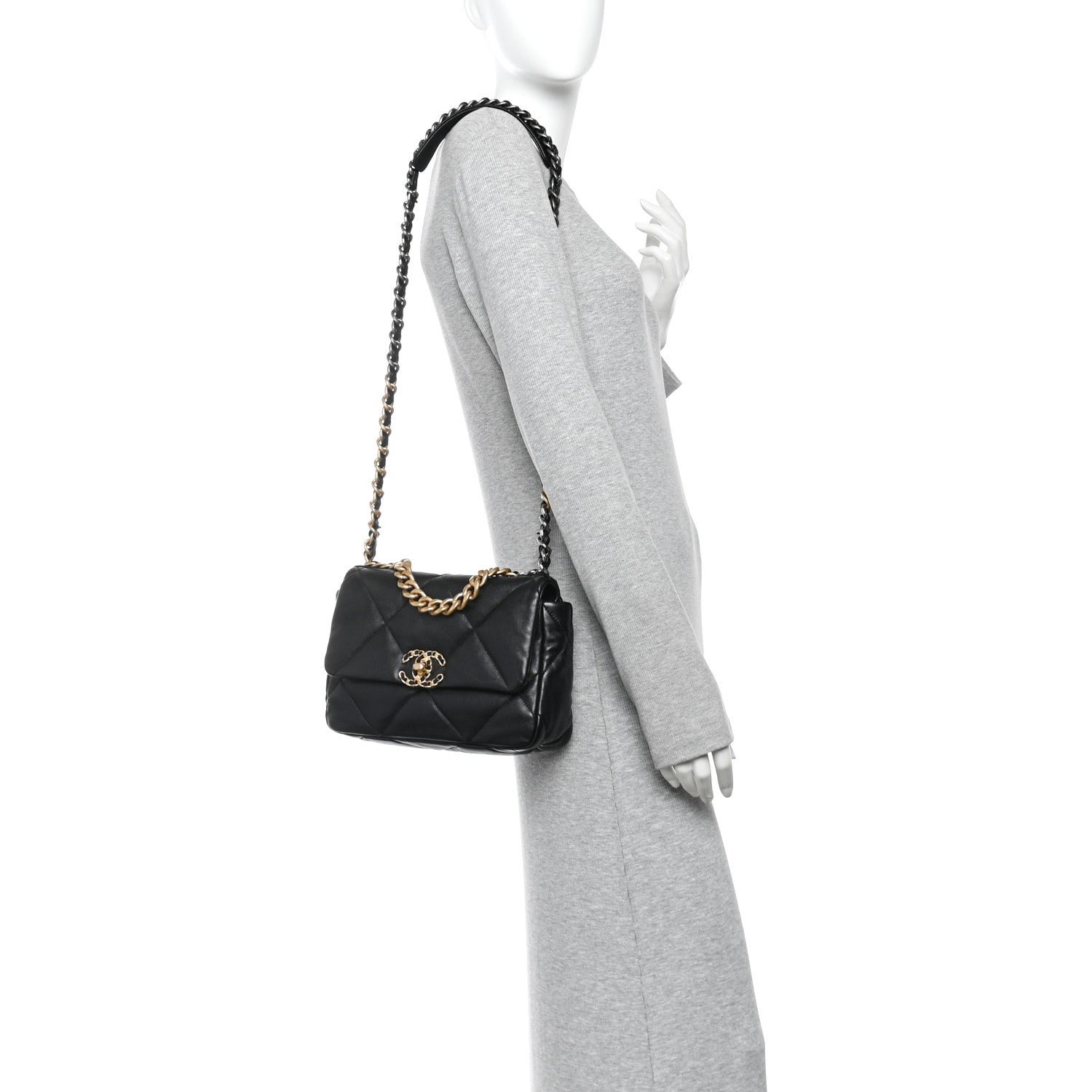 Chanel Lambskin Quilted Medium Chanel 19 Flap Black 2 of 10