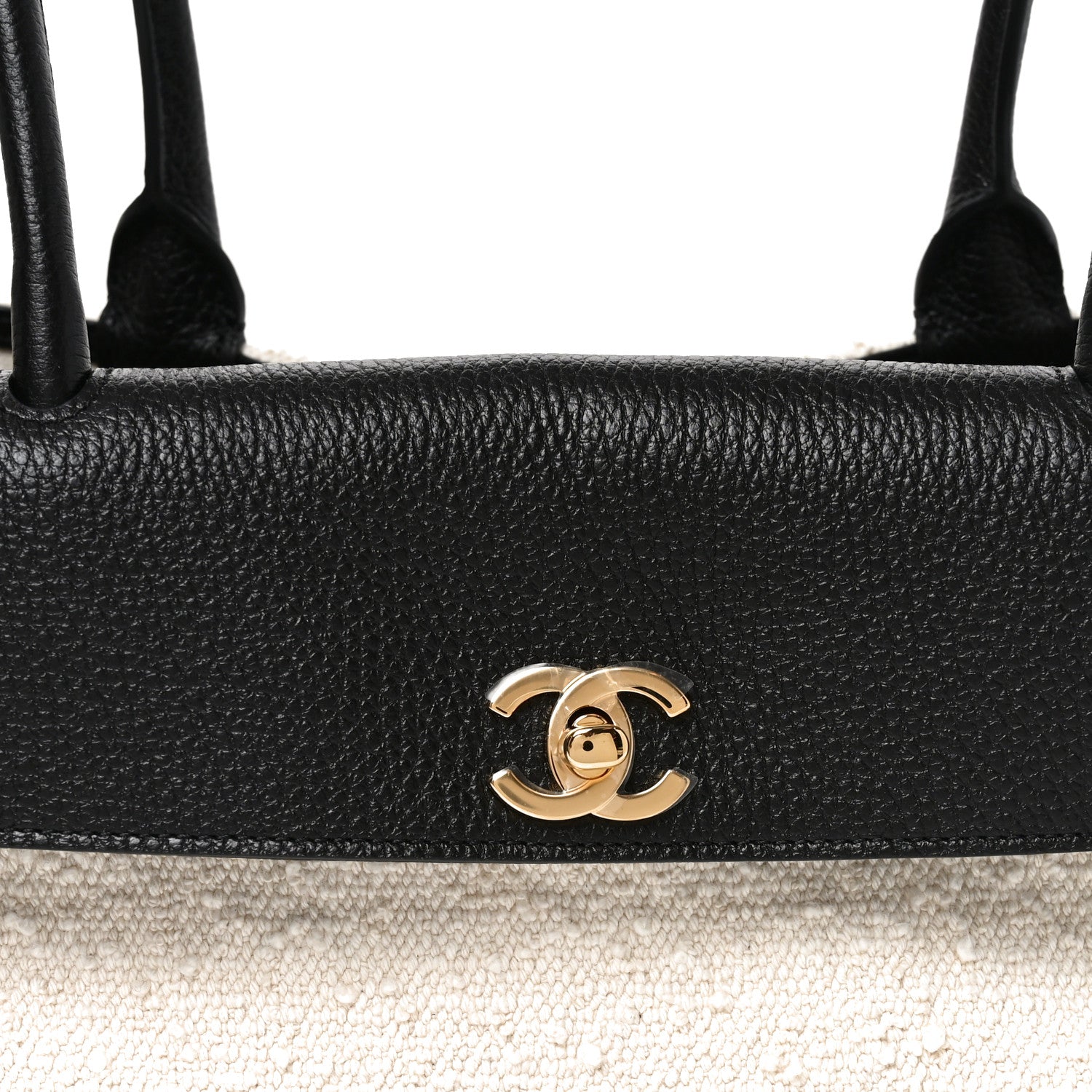 Chanel Grained Calfskin Boucle Urban Essentials Small Shopping Bag Ecru Black 8 of 10