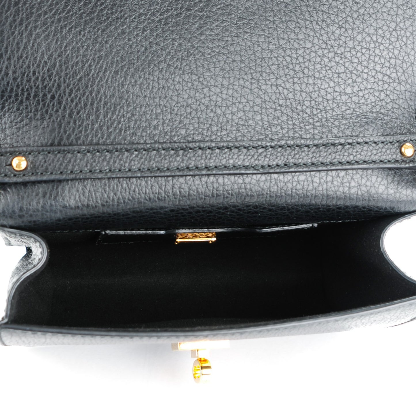 Grained Calfskin Mini Rosalia Trunk Crossbody Bag Black