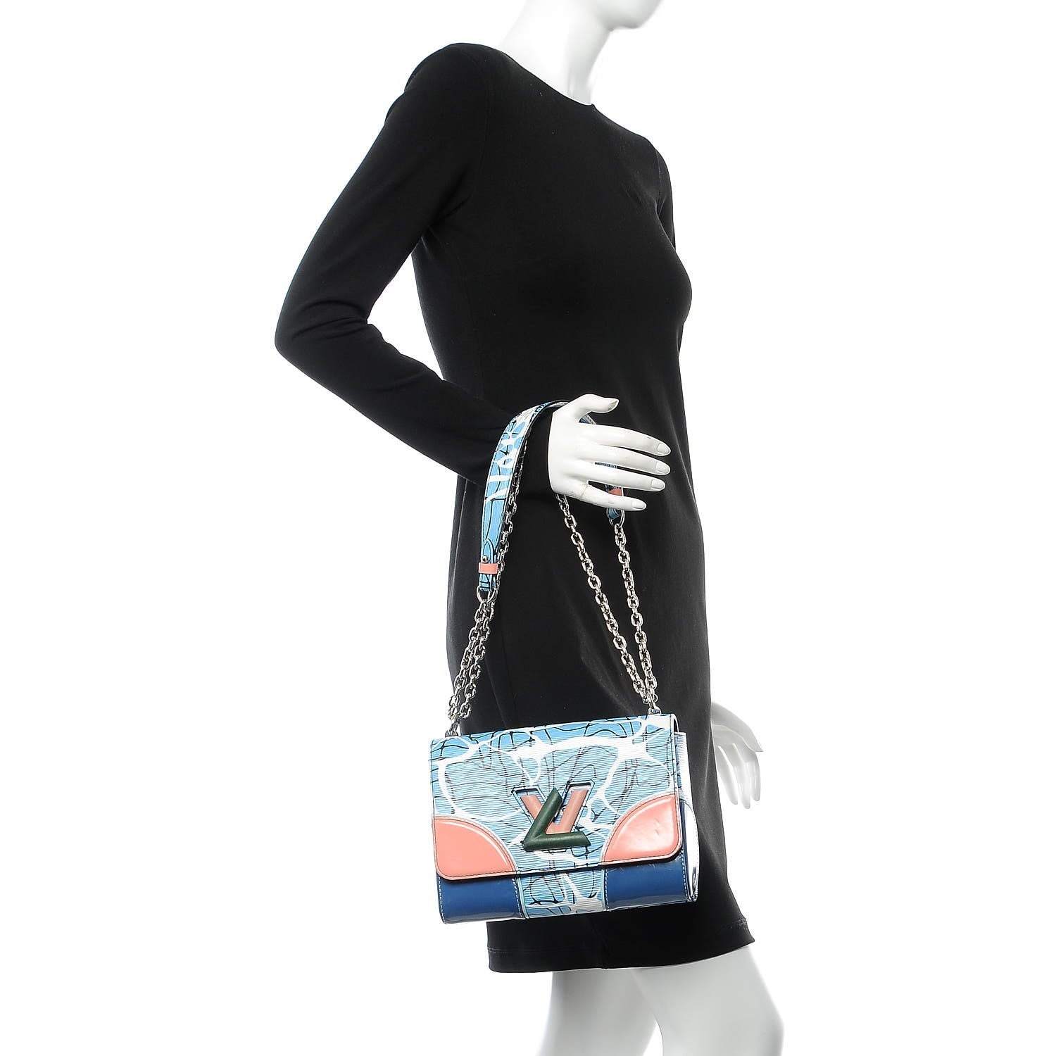 Louis Vuitton Epi Twist Shoulder Bag MM Aqua 3 of 10