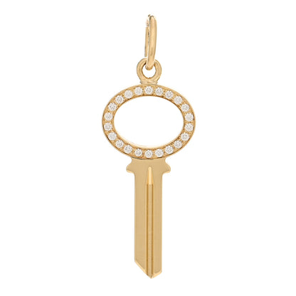Tiffany 18K Yellow Gold Diamond Modern Keys Open Oval Key Pendant 1 of 4