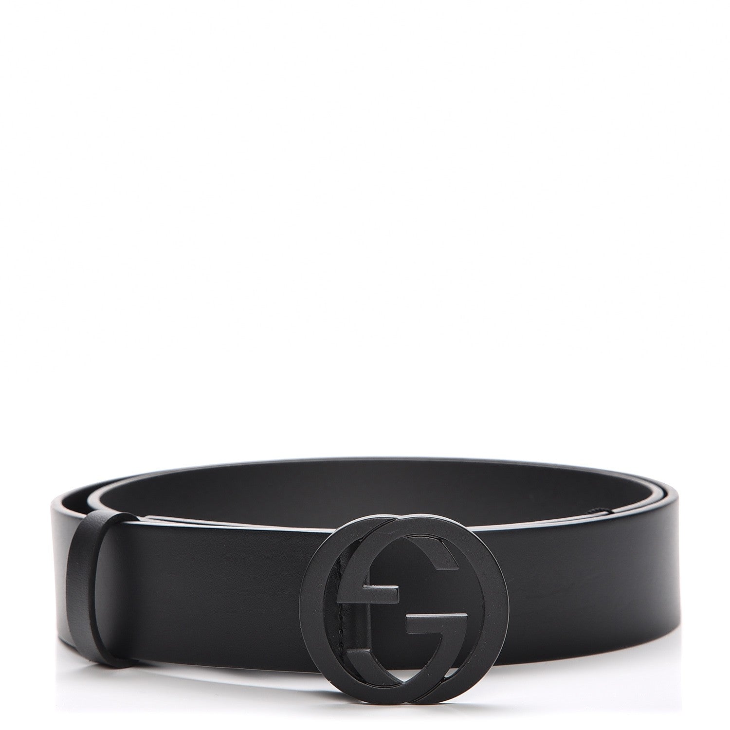 Gucci Selleria Calfskin Monochrome Interlocking G 37mm Belt 105 42 Black 1 of 12