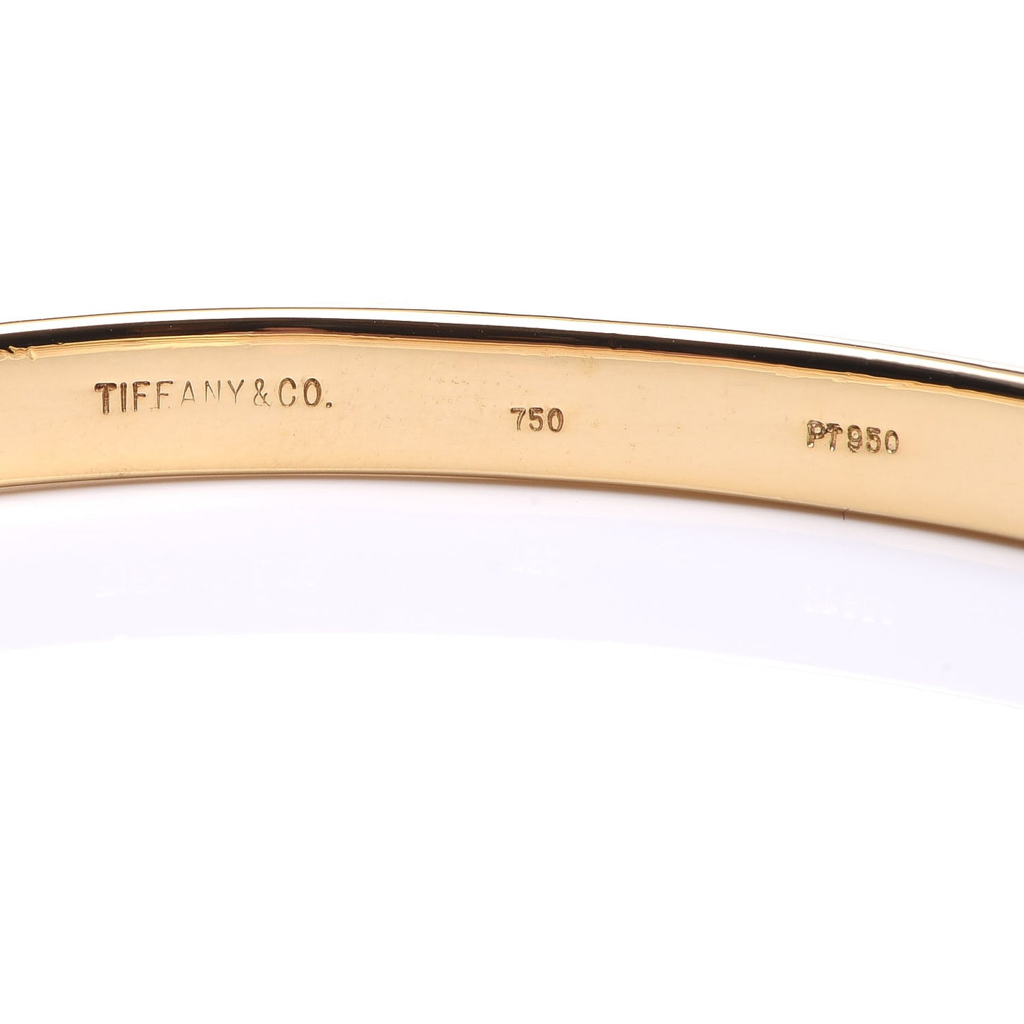 18K Yellow Gold Platinum Diamond 4.5mm Etoile Bangle Bracelet