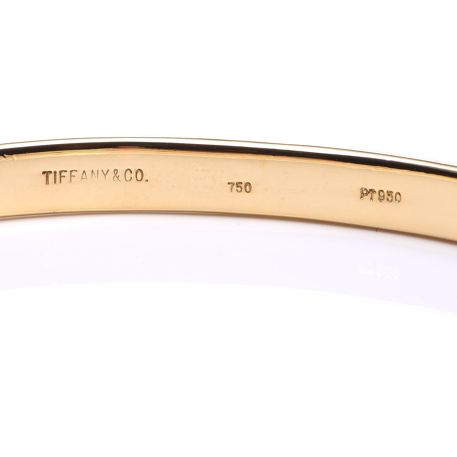 Tiffany 18K Yellow Gold Platinum Diamond 4.5mm Etoile Bangle Bracelet 4 of 4