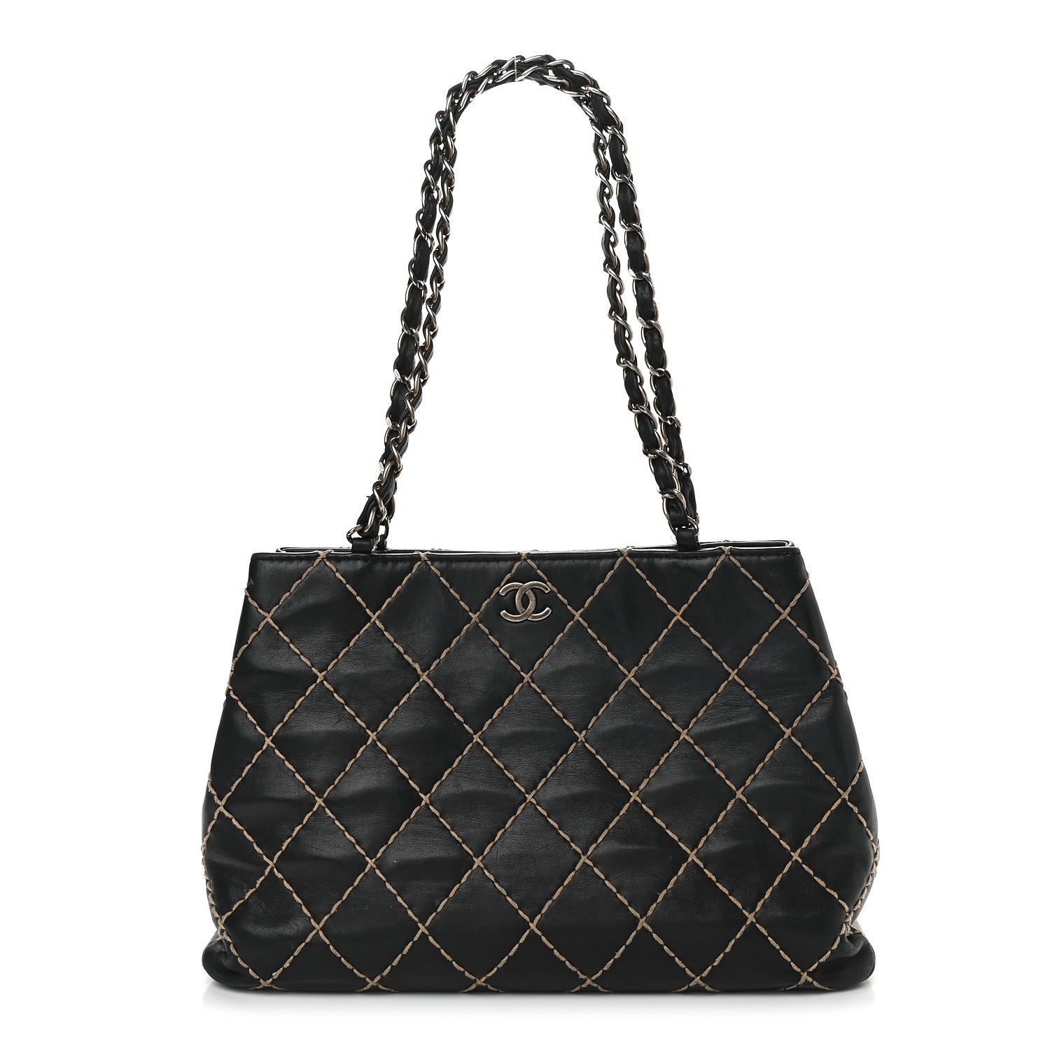 Chanel Calfskin Wild Stitch Shoulder Bag Black 1 of 11