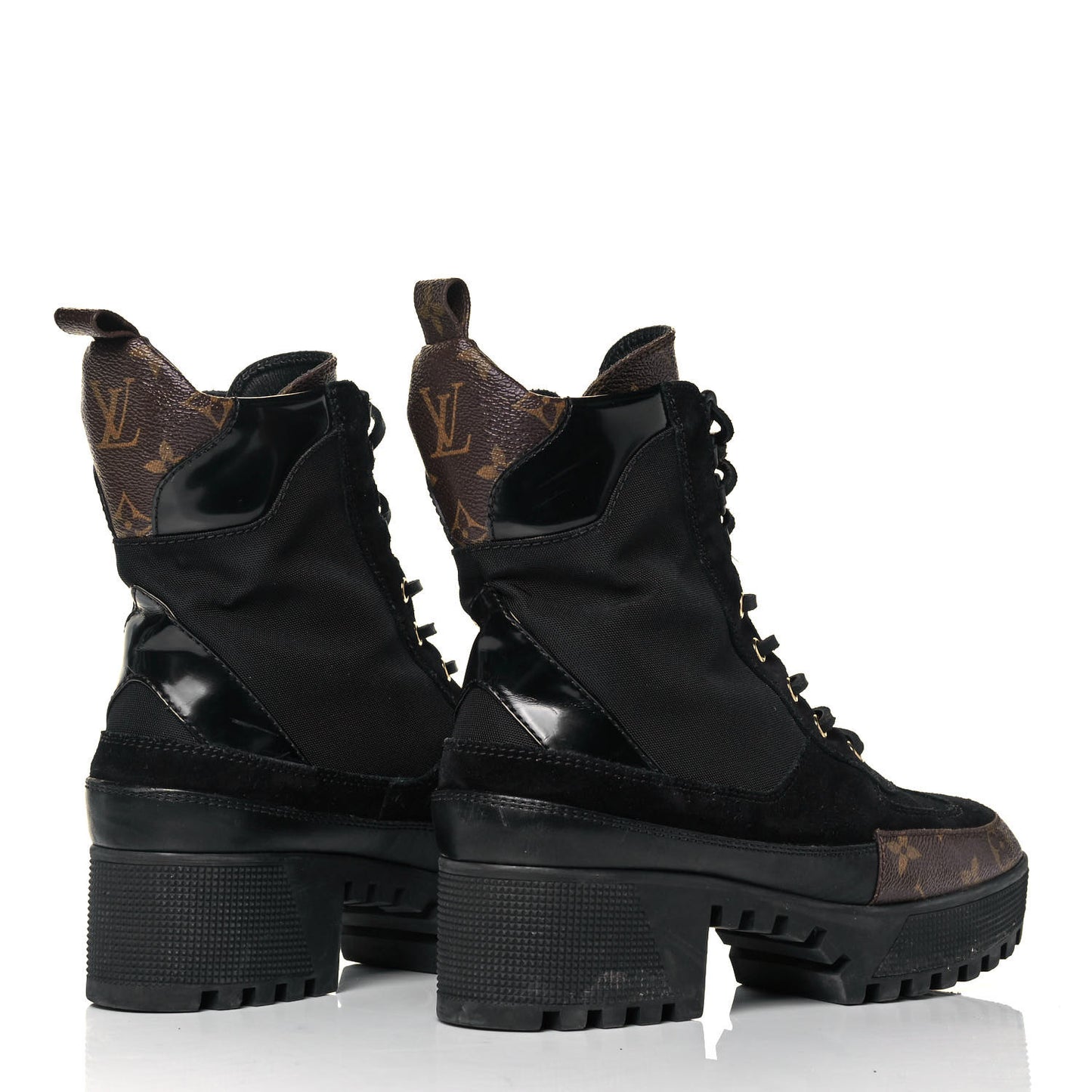 Suede Calfskin Monogram Laureate Platform Desert Boots 39 Black
