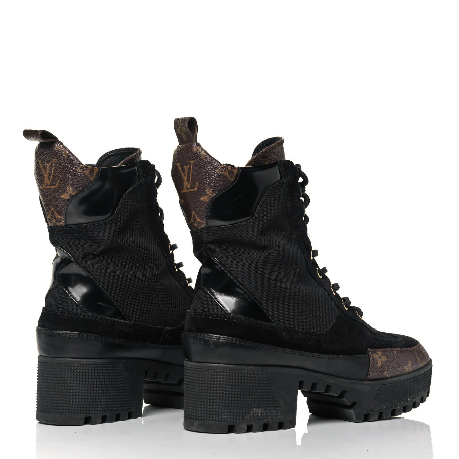 Louis Vuitton Suede Calfskin Monogram Laureate Platform Desert Boots 39 Black 4 of 7