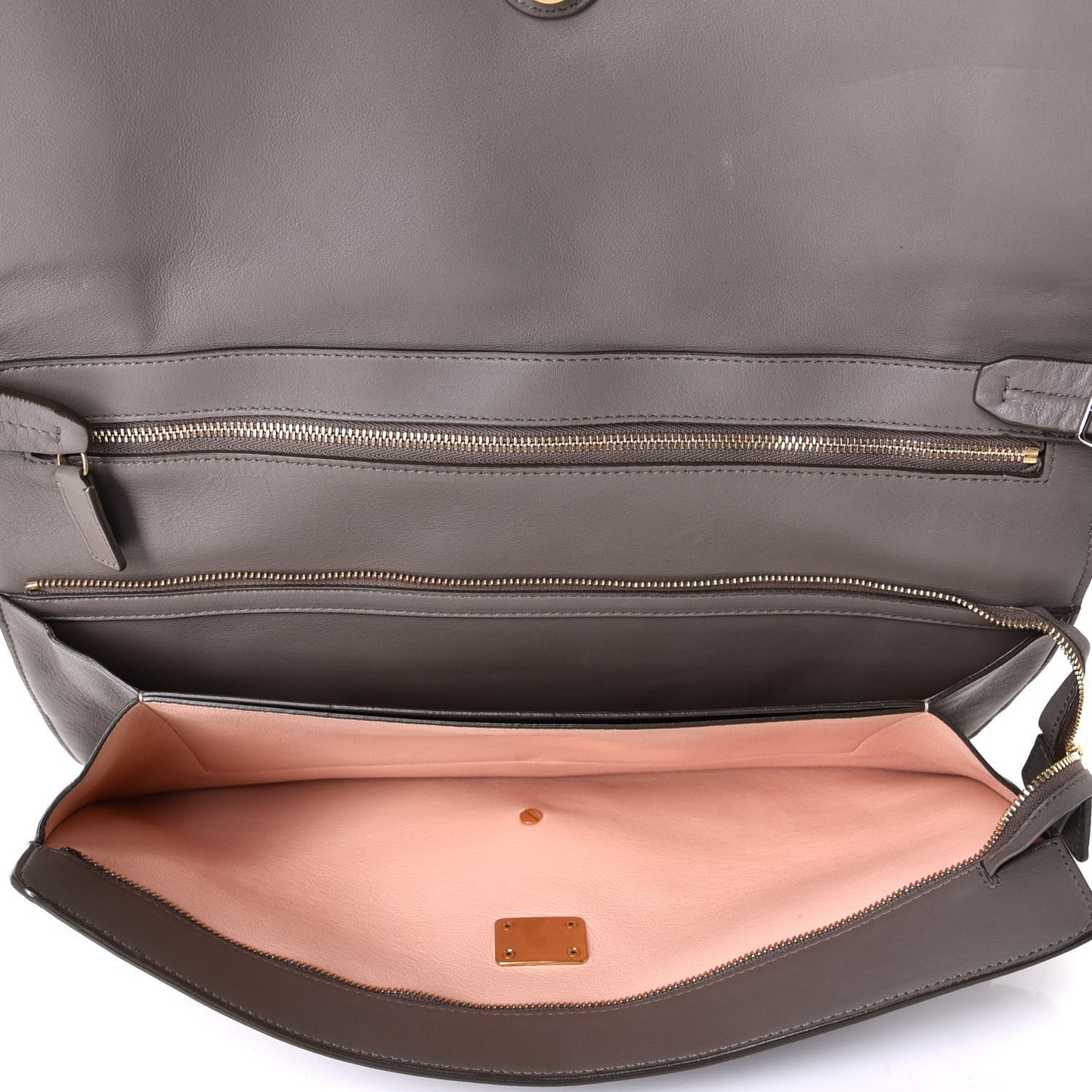 Lambskin Clasp Clutch Foldover Bag Taupe