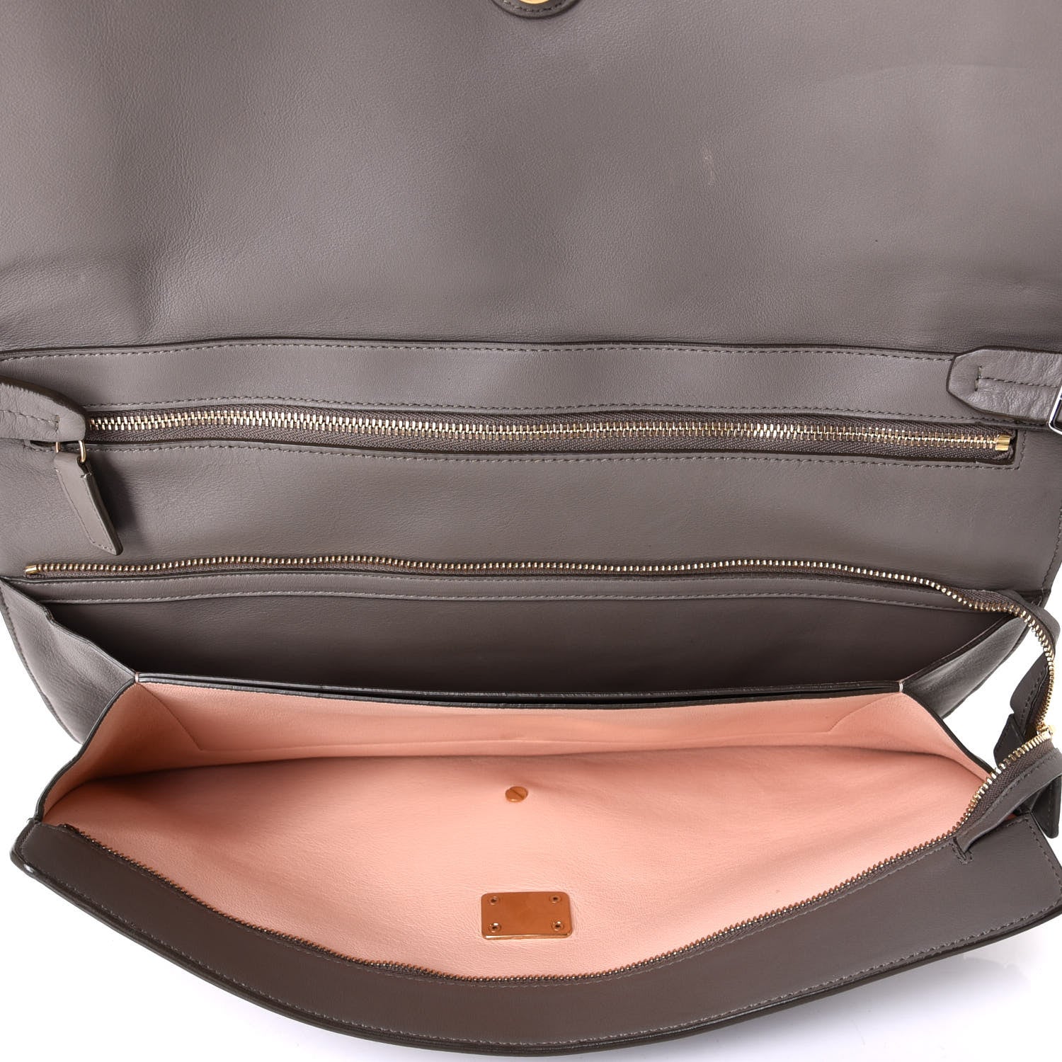 Celine Lambskin Clasp Clutch Foldover Bag Taupe 4 of 5