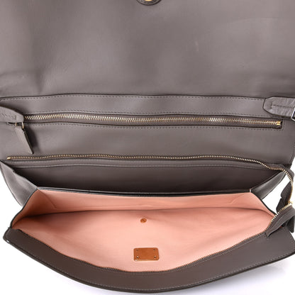 Celine Lambskin Clasp Clutch Foldover Bag Taupe 4 of 5