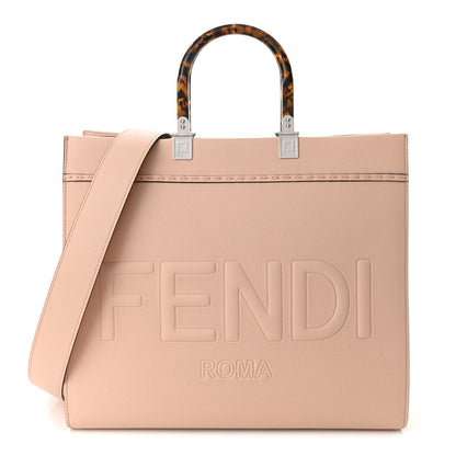 Fendi Vitello Cher Plexiglass Logo Debossed Medium Fendi Sunshine Shopper Tote Light Rose 1 of 10