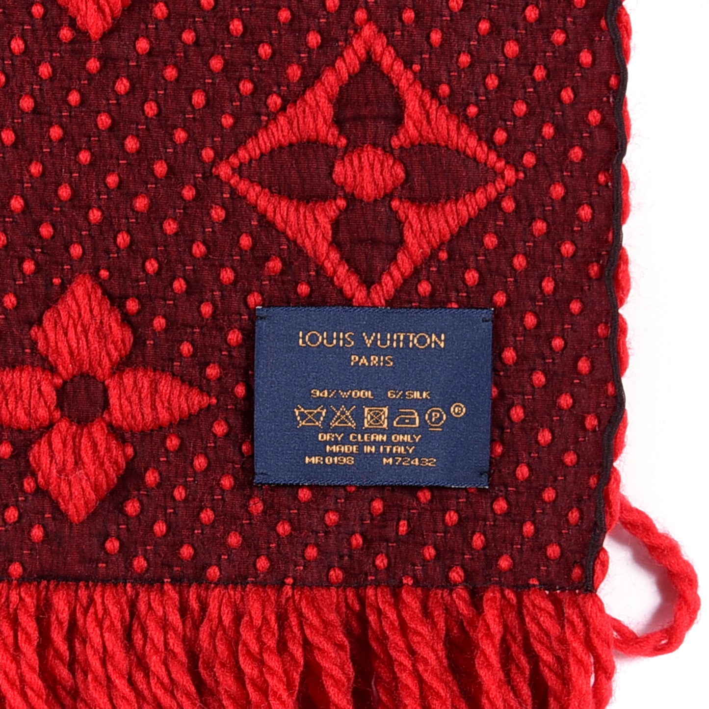 Wool Silk Logomania Scarf Rubis