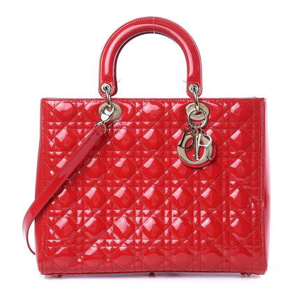 Christian Dior Patent Cannage Large Lady Dior Red 1 of 12