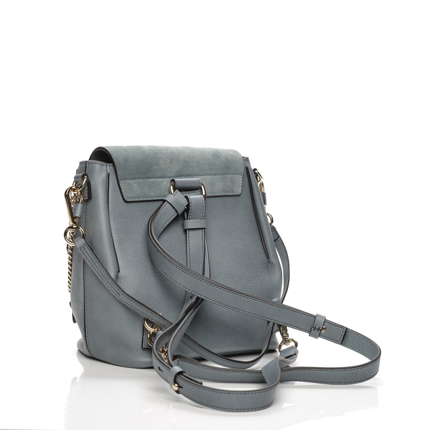 Suede Calfskin Small Faye Backpack Cloudy Blue