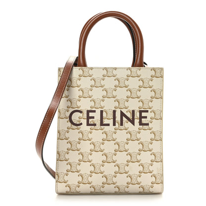 Celine Triomphe Canvas Calfskin Mini Vertical Cabas White 1 of 7
