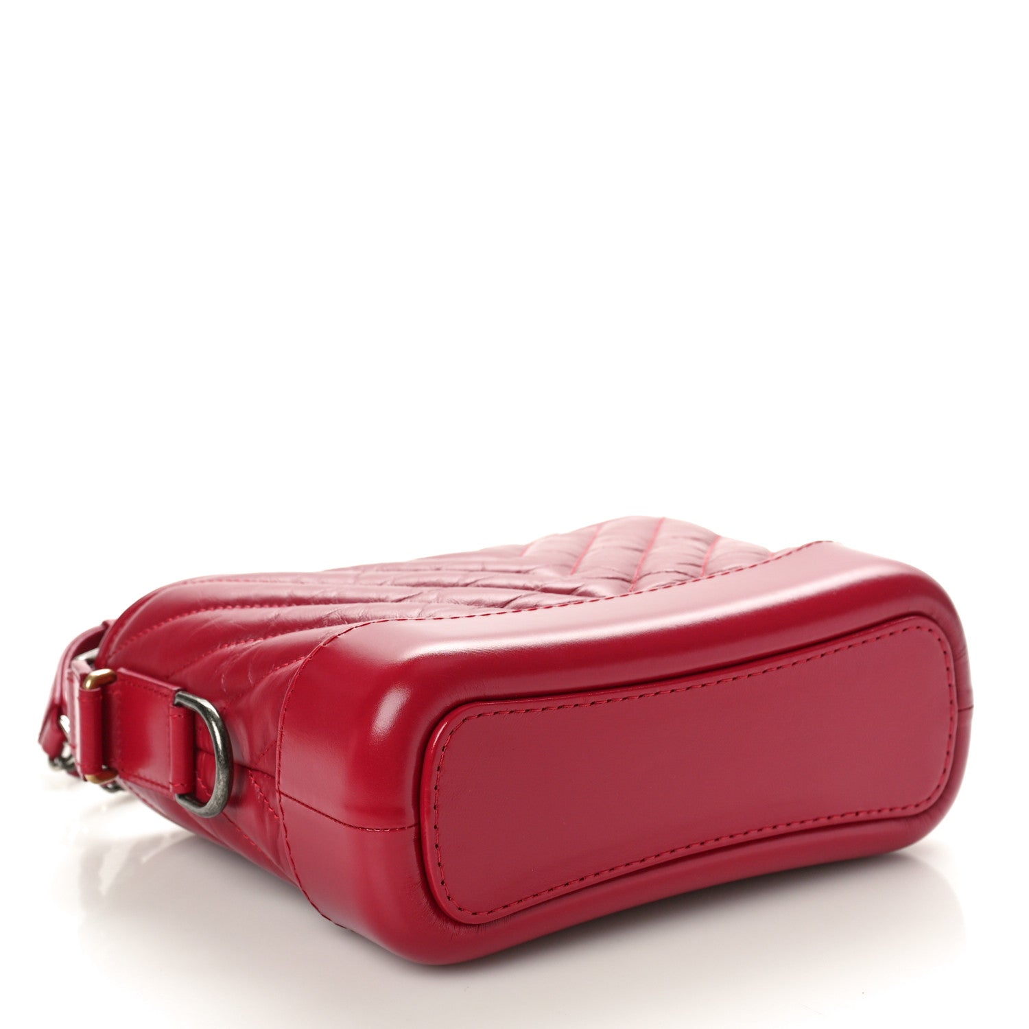 Chanel Aged Calfskin Chevron Quilted Small Gabrielle Hobo Red 4 of 10