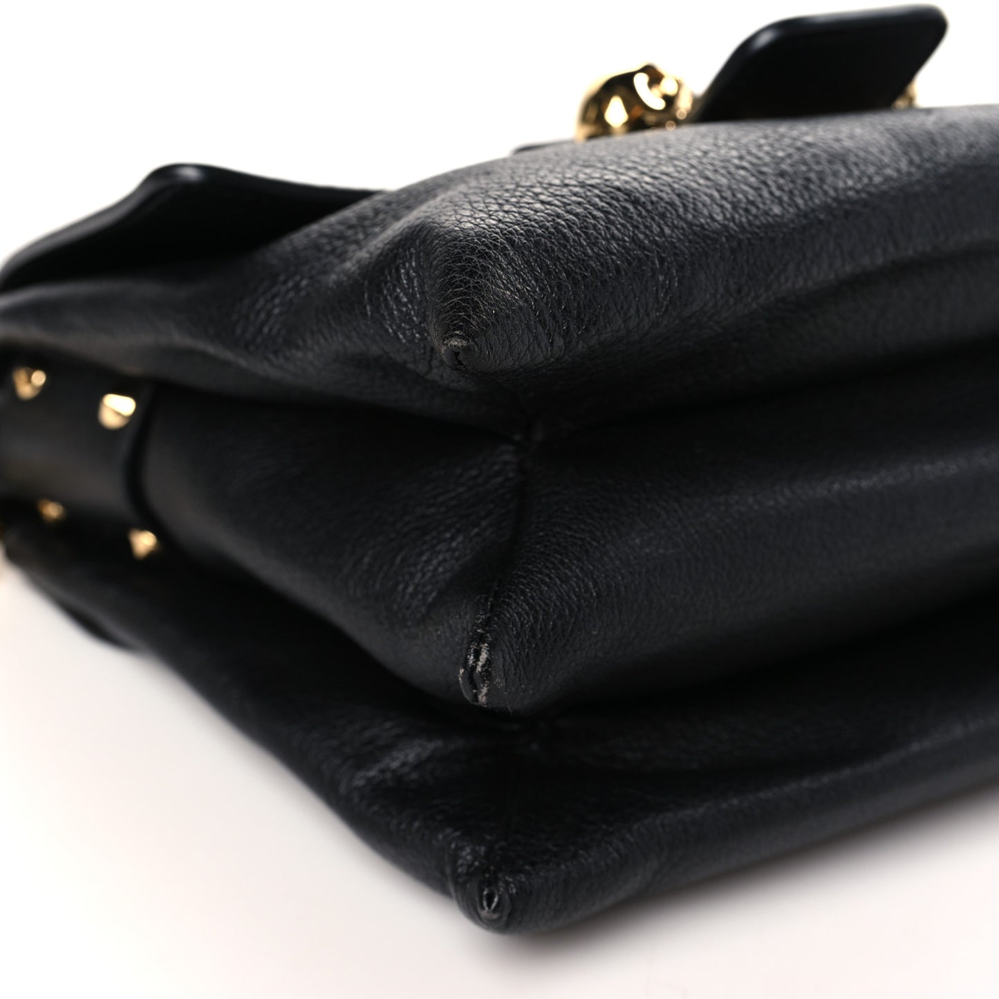 Calfskin Small Twin Skull Chain Crossbody Black