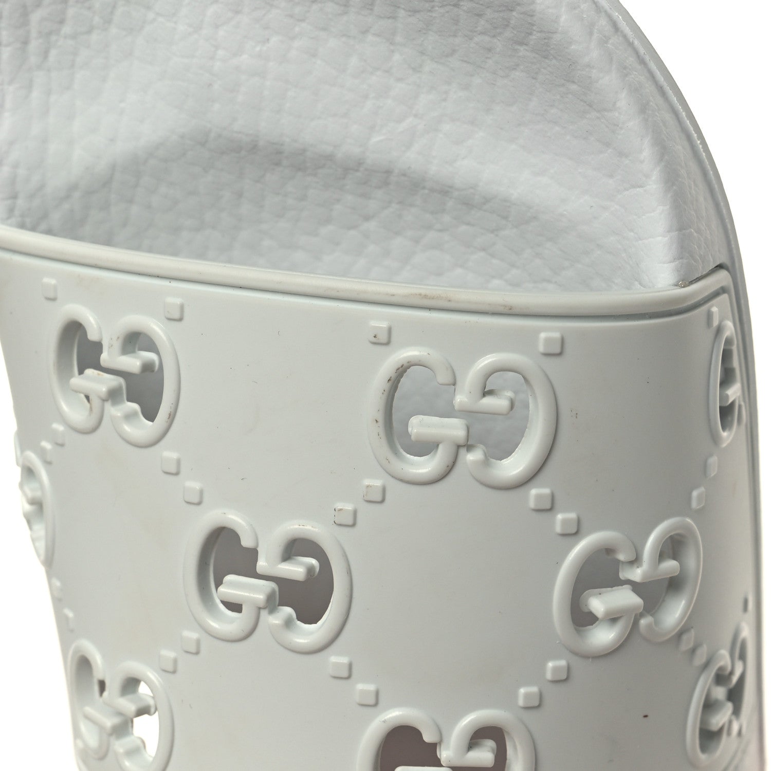 Gucci Rubber GG Monogram Perforated Womens Slide Sandals 37 Great White 8 of 9