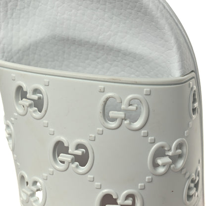 Gucci Rubber GG Monogram Perforated Womens Slide Sandals 37 Great White 8 of 9