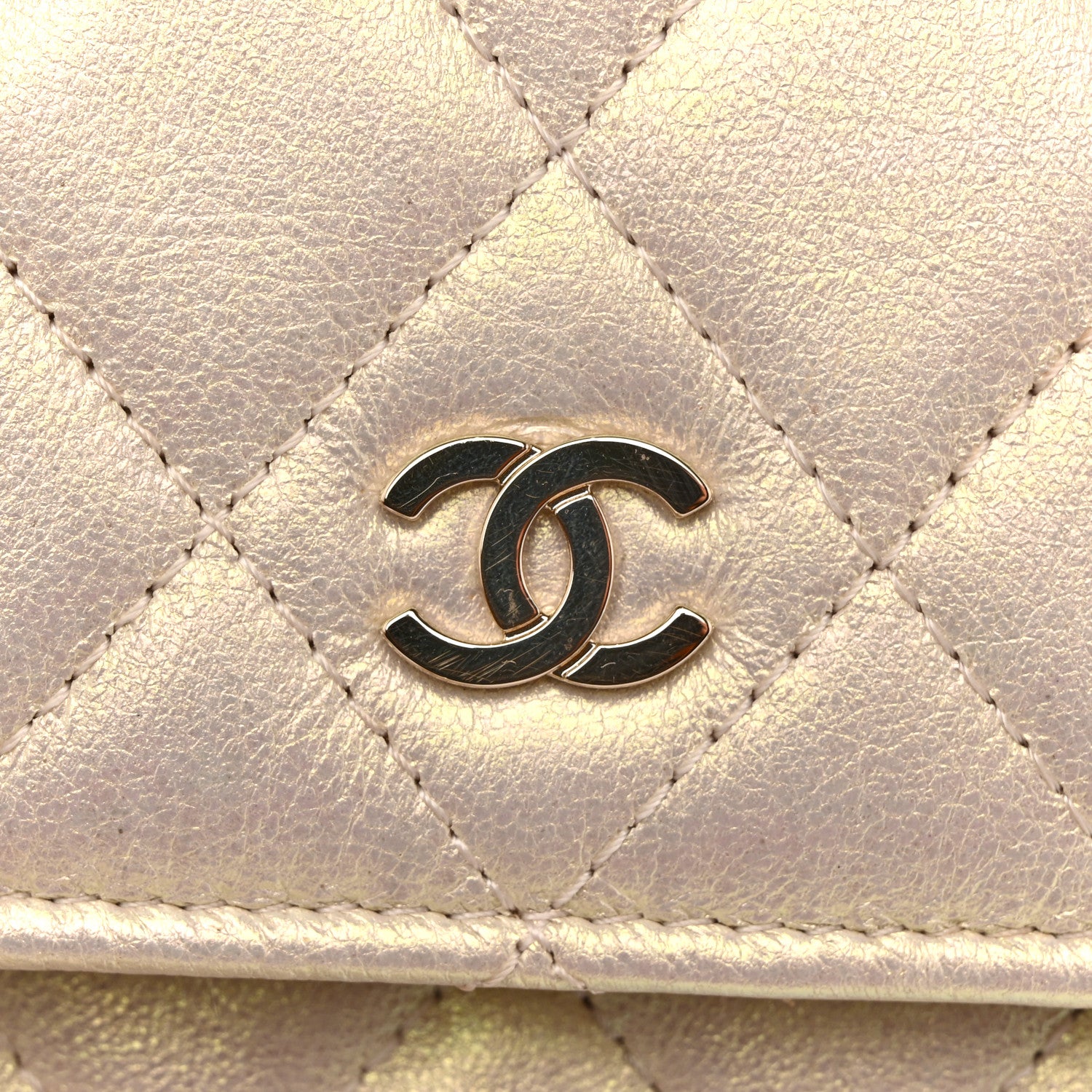 Chanel Iridescent Lambskin Quilted Mini Wallet On Chain WOC Ivory 12 of 14
