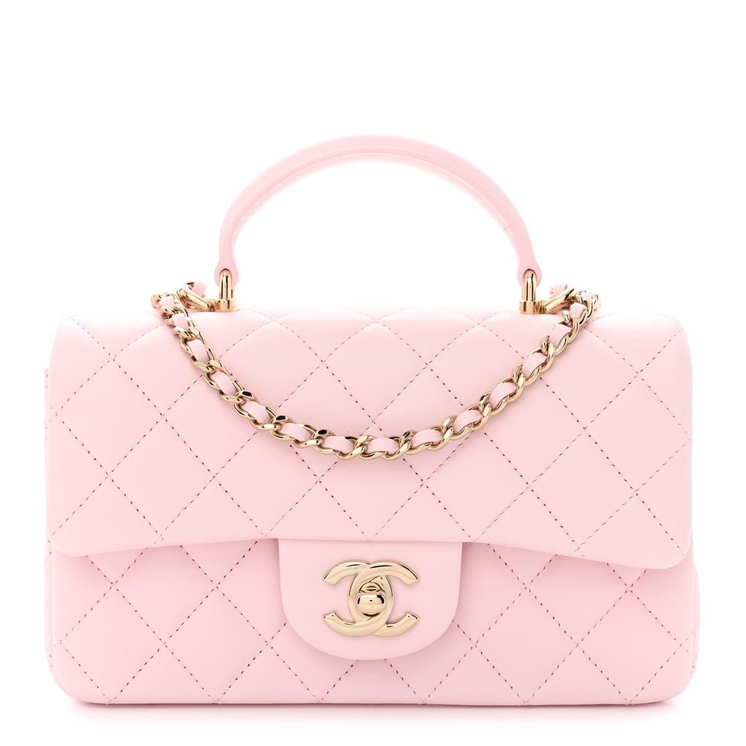 Chanel Lambskin Quilted Mini Top Handle Rectangular Flap Light Pink 1 of 11