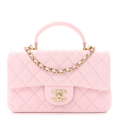 Chanel Lambskin Quilted Mini Top Handle Rectangular Flap Light Pink 1 of 11
