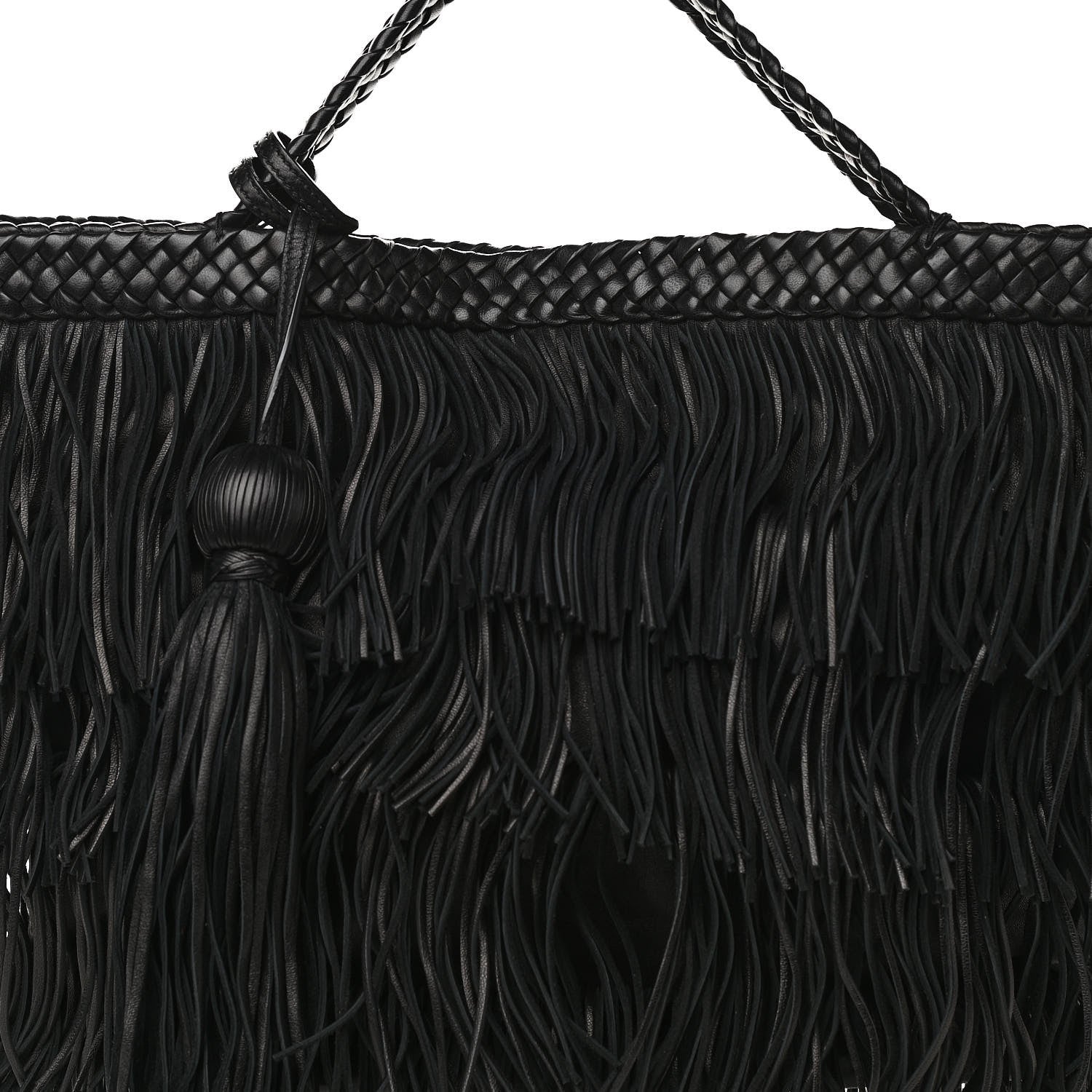 Saint Laurent Calfskin Panier Fringe Tote Black 8 of 11
