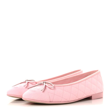 Chanel Denim CC Cap Toe Ballerina Flats 37.5 Light Pink 4 of 10